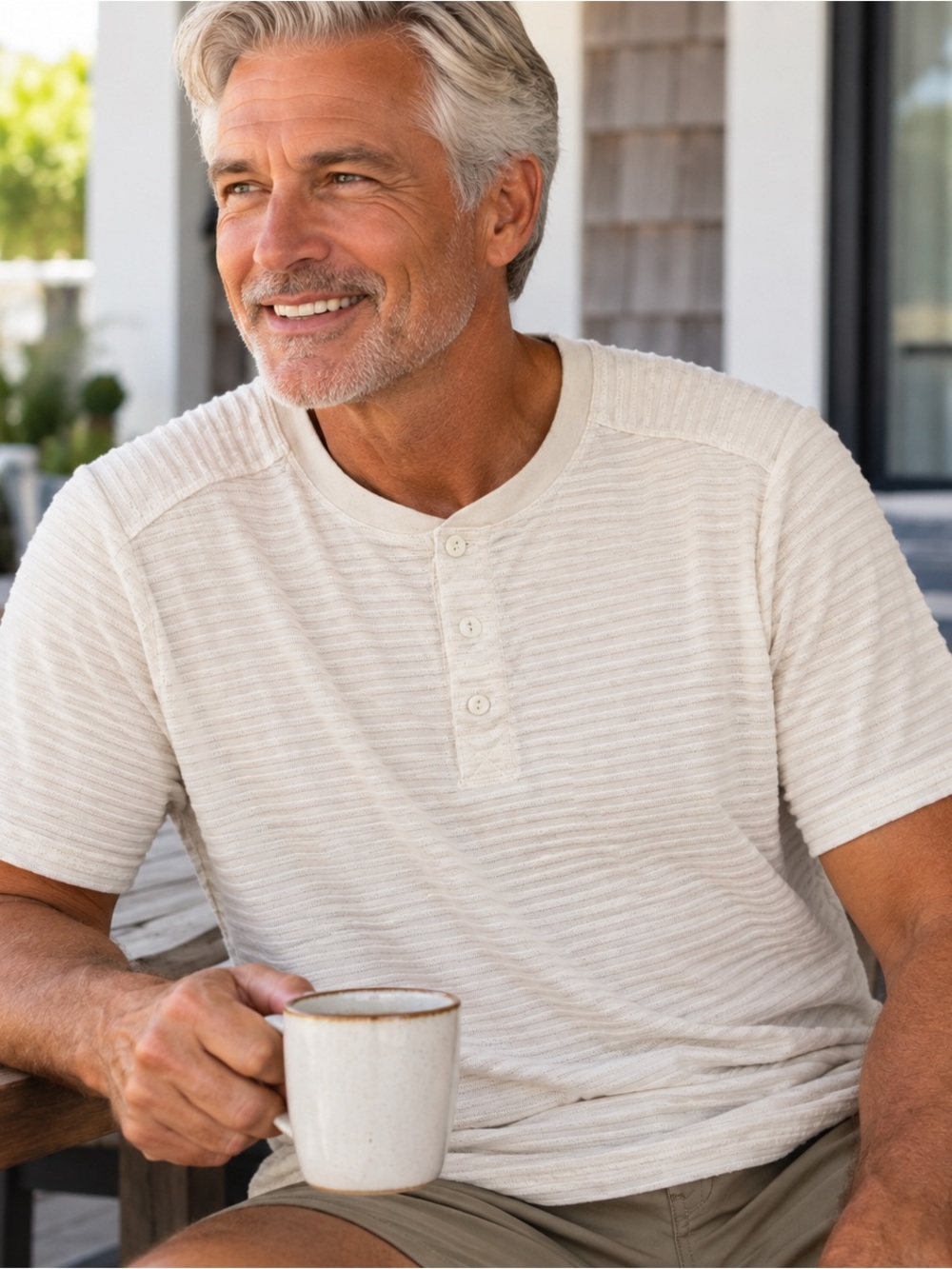 Falls Creek White Short-Sleeve Henley Tee